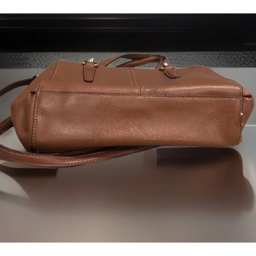 Coach - Christie Carryall Saddle Gold Two Way Handbag With strap & Charm - Picture 13 of 14